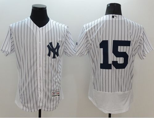 Yankees #15 Thurman Munson White Strip Flexbase Authentic Collection Stitched MLB Jersey